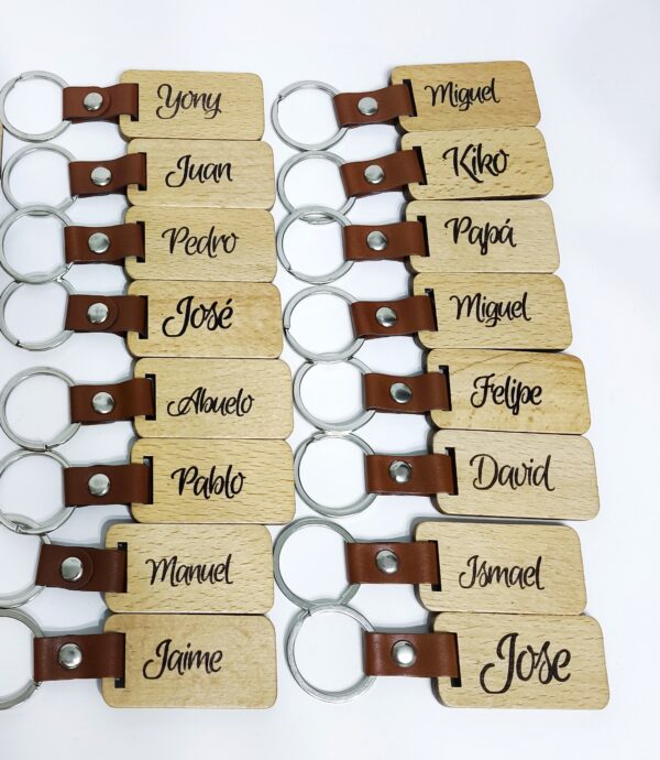 LLAVERO PERSONALIZADO  MADERA - POLIPIEL