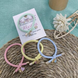 PULSERA NUDO ARBOL VIDA Y CORAZÓN Y TARJETÓN PERSONALIZADO