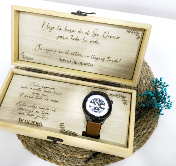 CAJA DE MADERA PARA RELOJ REGALO NOVIO COMPROMISO - Imagen 3