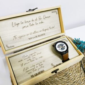 CAJA DE MADERA PARA RELOJ REGALO NOVIO COMPROMISO