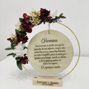PEANA DE MADERA ARO DORADO PERSONALIZADA