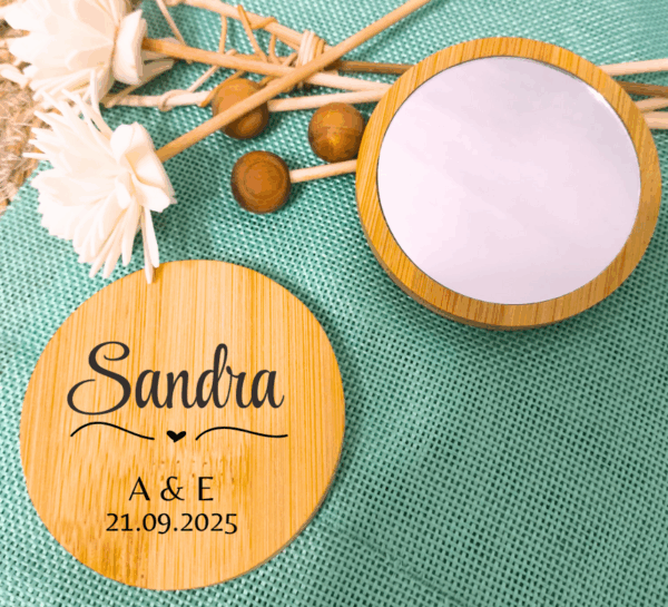 espejo de madera de bambú personalizado