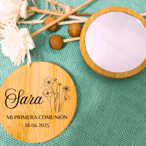 espejo de madera de bambú personalizado