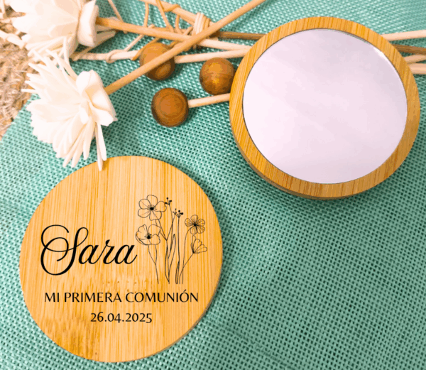 espejo de madera de bambú personalizado