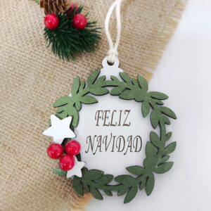 BOLA DE NAVIDAD MADERA PERSONALIZADA GUIRNALDA