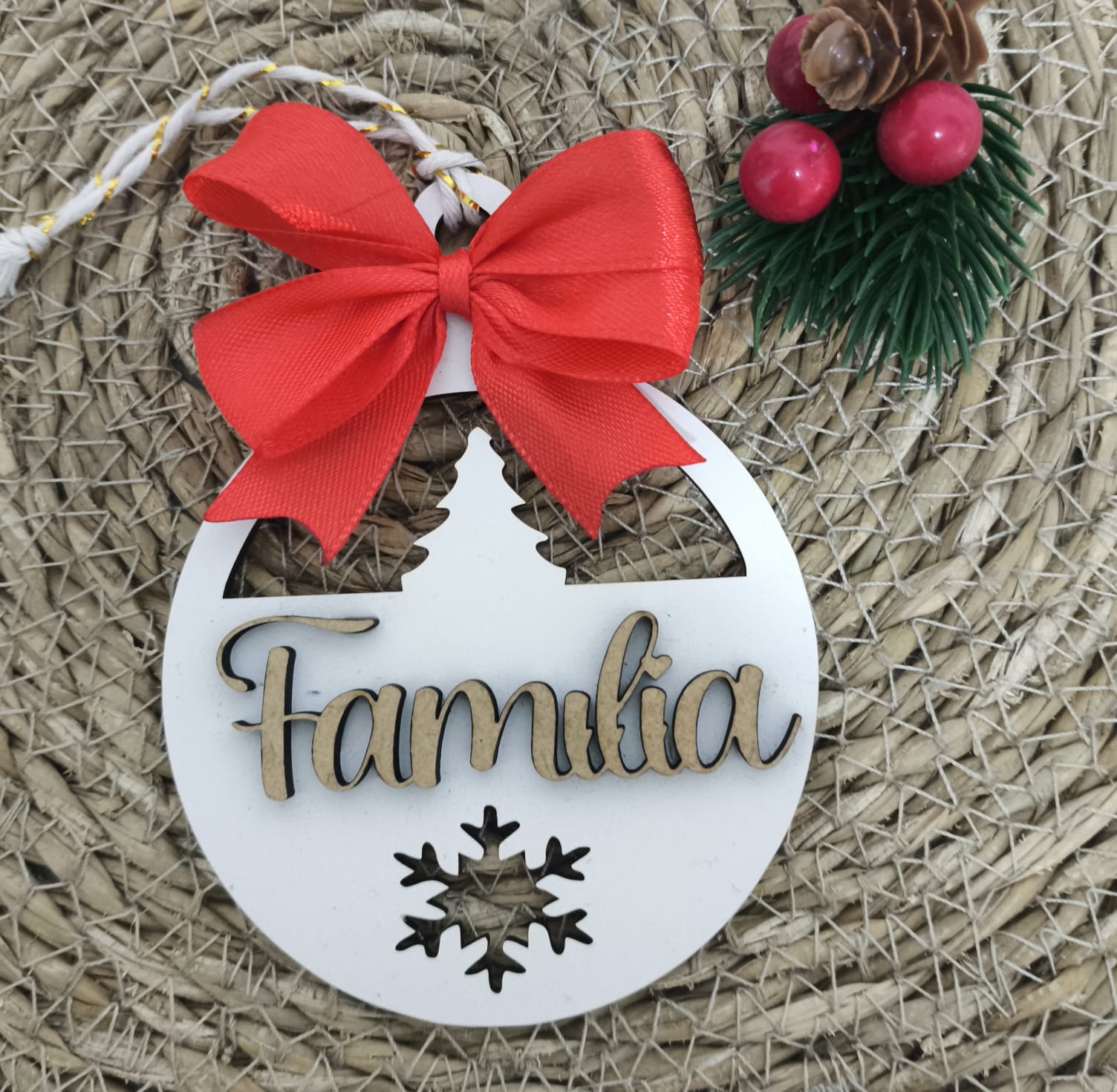 BOLA DE MADERA PERSONALIZADA COPO DE NIEVE