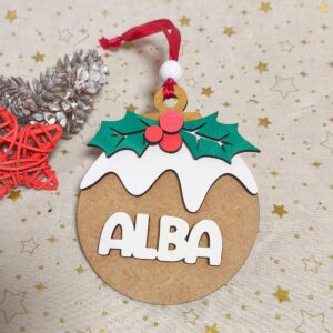 BOLA DE NAVIDAD PERSONALIZADA DISEÑO NIEVE Y ACEBO