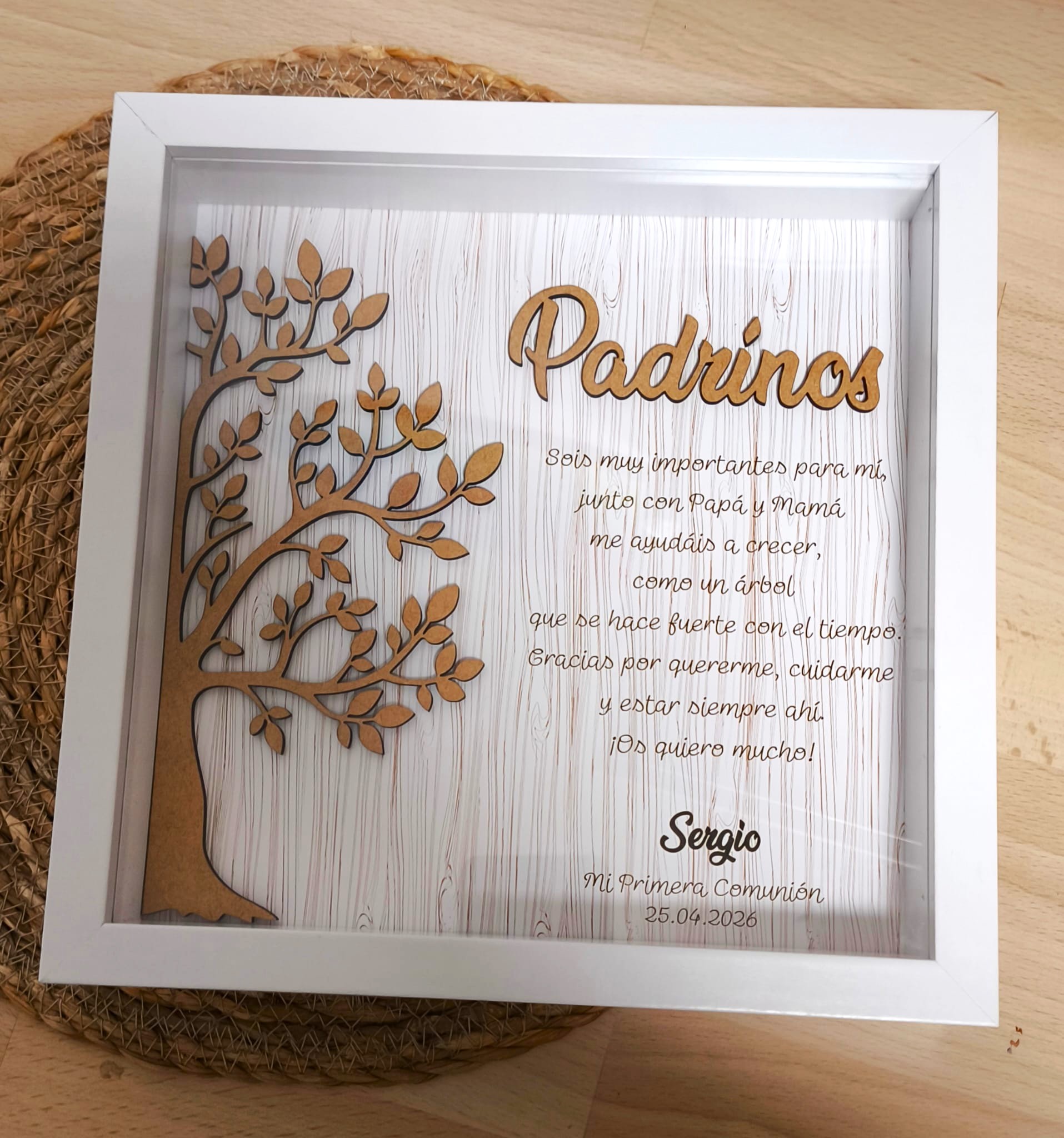 MARCO ARBOL DE MADERA EN RELIEVE PERSONALIZADO