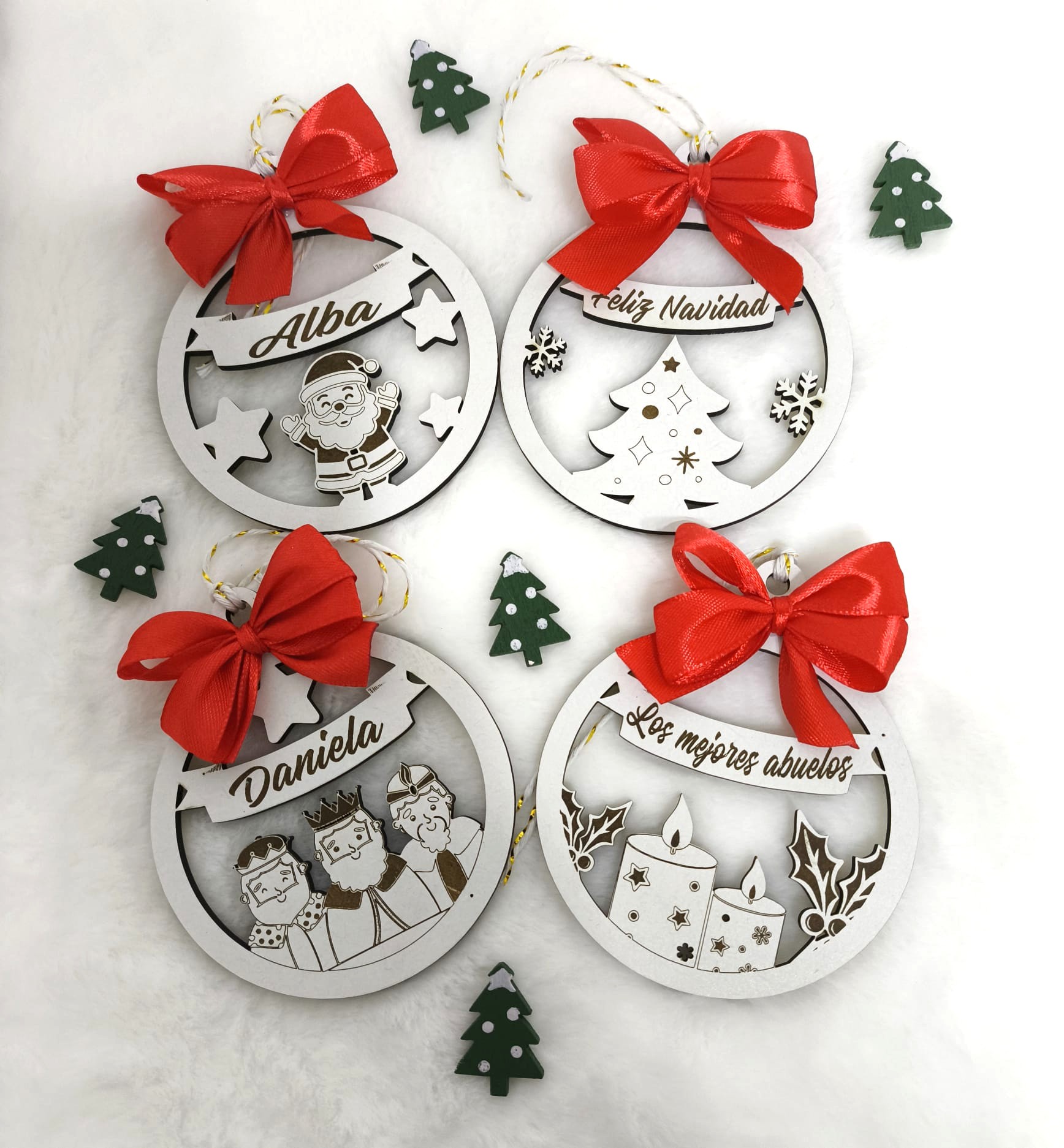 bolas navidad madera con banda personalizadas