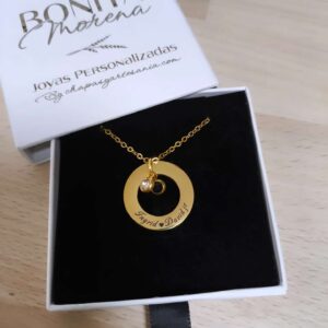 colgante circulo acabado oro-acero inoxidable